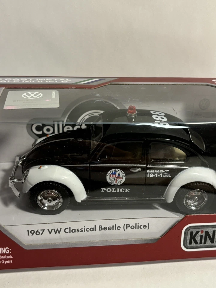 Coche fundido a presión Kinsmart 1:32 - Volkswagen Classical Beetle 1967 con licencia (policía) Foto 3 de 4