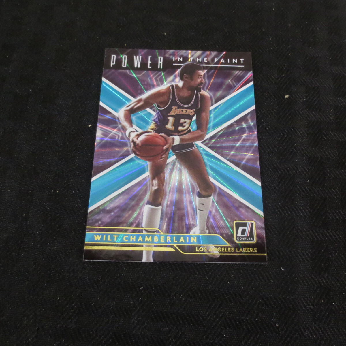2021-22 Donruss Power in The Paint #1 Wilt Chamberlain Teal Laser Lakers 