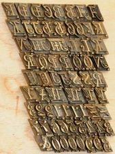 Bookbinding Brass Type set 0.35" embossing gold finishing leather gilding rare