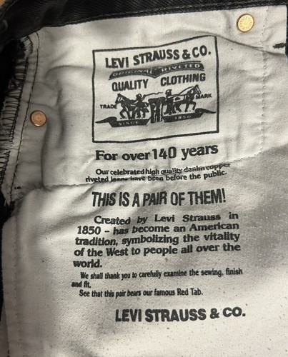 Vintage Herren Levi’s 591 Regular Straight Button Fly Schwarz Denim Jeans, W34 L32 - Bild 3 von 8