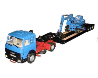 Old Cars Iveco Tractor w/DCM Lowboy & NZG Wheeled Excavator