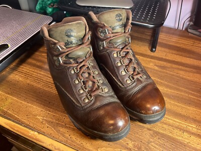 Men Sz 10.5 ~ Vintage Timberland™ Brown Euro-Hiker Leather Boots
