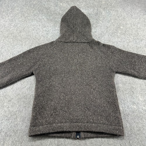 Maglione lana VINTAGE donna M? Maglia grossa marrone con cappuccio e zip intera fatta a mano - Foto 7 di 10