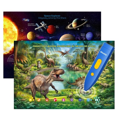 Bilingual Interactive for Kids Talking Dinosaur Space Poster for Kids Learnin...