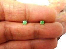 Small Green Round  EMERALD  Sterling  Silver  925  Gemstone Stud earrings - 3 mm