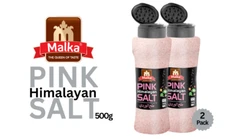 Malka Himalayan Pink Salt Shaker 500g Pack of 2 100% Natural (Total: 2lb , 1kg)