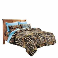 QUEEN SIZE BLACK CAMO 1 PC COMFORTER BED SPREAD ONLY CAMOUFLAGE BLANKET WOODS 