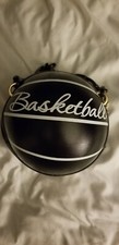 Black Basketball Purse with black handles and  gold shoulder chain