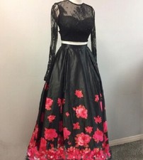 AUTHENTIC SHERRI HILL 2PC BLACK/RED SZ 2 GOWN FORMAL PROM PAGEANT DRESS #51195