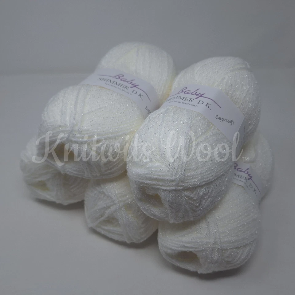 James C Brett Baby Shimmer DK Knitting Yarn, 500g - White *FREE POSTAGE*