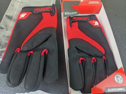 #bj804 Snap On NEW Technician Super Cuff Gloves Red GLOVE500RLC L Large - Picture 5 of 6