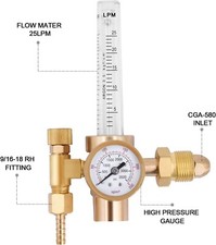 Argon CO2 Mig Tig Flow Meter Welding Weld Regulator Gauge Gas Welder CGA-580 US