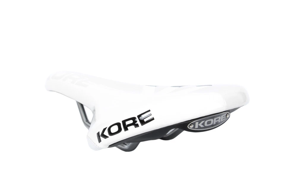 Sillín de bicicleta eléctrica de montaña de carretera KORE Performance Cr-Mo asiento con rieles blanco Foto 4 de 4