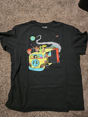 ALAB T shirt Mens L Large Aliens Bus Van Peace Sign Bikini Girls Funky Hip NWOT