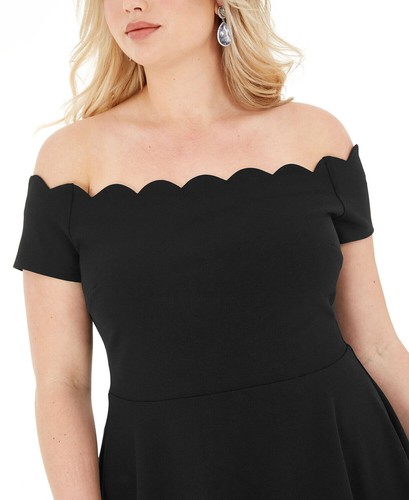 B Darlin trendiges schulterfreies A-Linien-Kleid in Übergröße - Bild 4 von 9