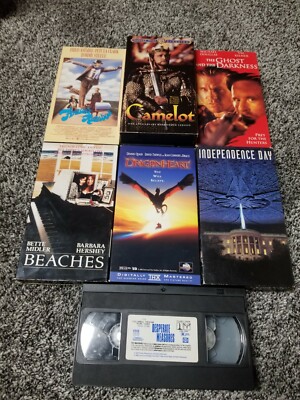 6 Movie VHS Lot - Camelot Independence Day Dragon Heart Beaches Finian s Rainbow