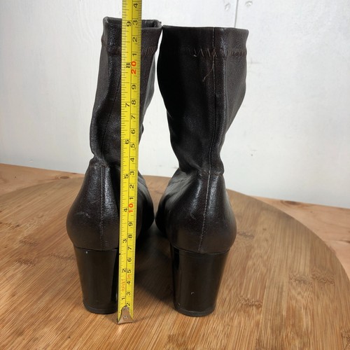 Robert Clergerie Boots Womens 8.5 B Brown Leather Classic Career Block Heels - Picture 8 of 19