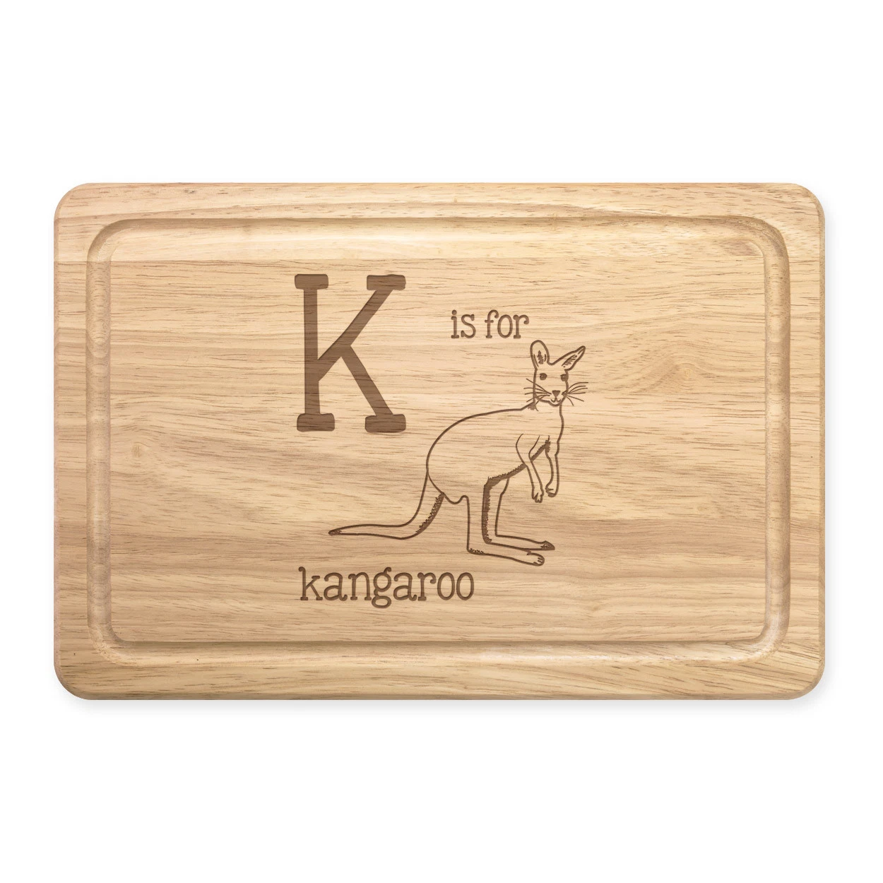 Letter K Is For Kangaroo Rectangular Wooden Chopping Board - Animal Australia