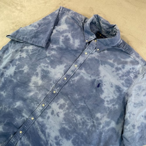 Polo Ralph Lauren Classic Fit Oxford Hemd 4XB Blau Batik Waschung Preppy Pony