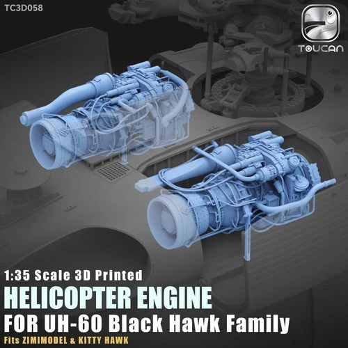 TOUCAN TC3D058 1/35 Helicopter Engine For Uh-60 Black Hawk Family 3D Printed