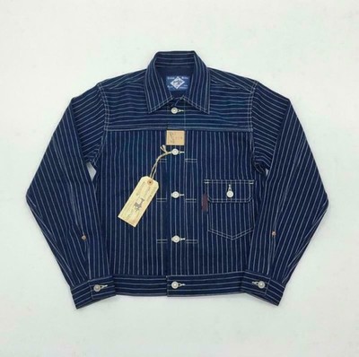 BOB DONG Herren Wabash Striped Denim Jacke Motorradjacke Workwear Casual Coats