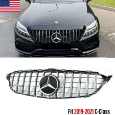 Chrome For Mercedes Benz 2019 2020 2021 W205 C400 C300 C200 Front Grille W/Star