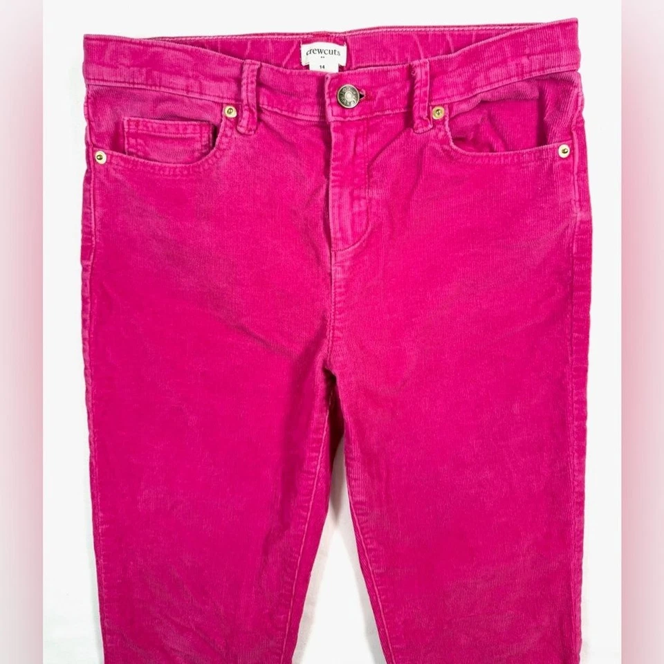 Pantalones de mezclilla CREWCUTS de pana rosa calce ajustado Barbiecore otoño informales talla 14 para niñas Foto 3 de 4
