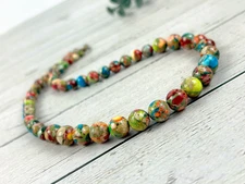 Floral Sea Sediment Jasper Dainty Anklet 4mm Round Small Gemstone Beads Anklet