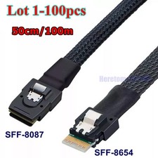 Lot Slim SAS 4.0 SFF-8654 4i 38pin to SAS SFF-8087 Target Hard Disk Raid Cable