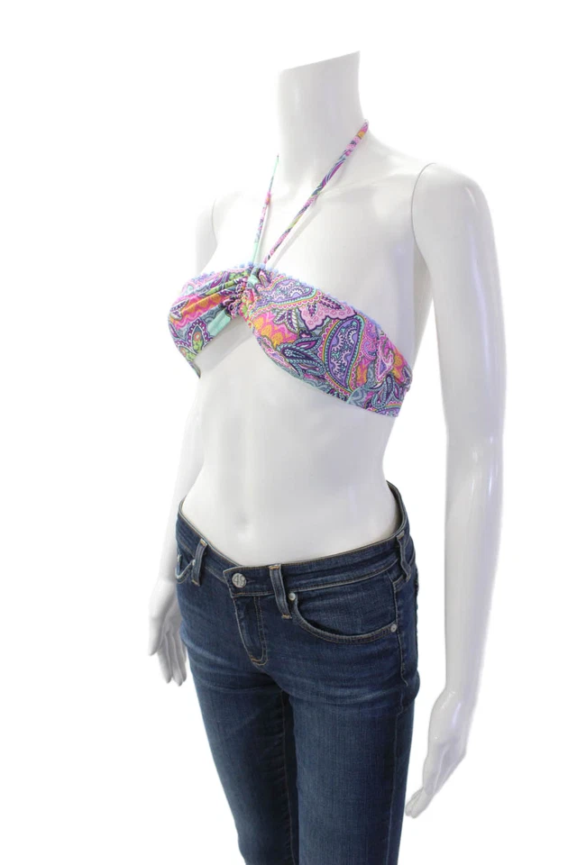 Top de natación acanalado con estampado abstracto multicolor talla 12 OndadeMar para niñas Foto 2 de 4