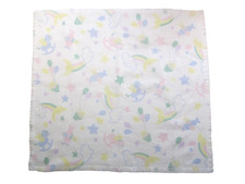 Vintage 1980  s Care Bears 44x40   Baby Blanket White Nursery Print Satin Border