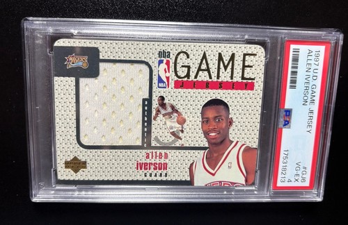 1997-98 Upper Deck Allen Iverson Game Worn Jersey GJ6 76ers PSA 4