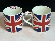 Set of (2) The Leonardo Collection Fine China British Flag Tea Hot Drinks Cups