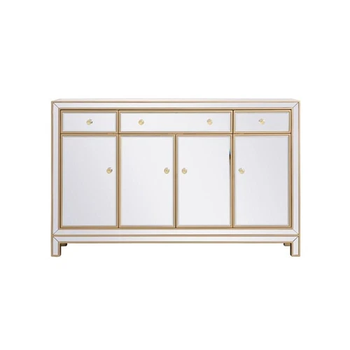 Elegant Decor Reflexion 56" Transitional MDF and Metal Mirrored Credenza in Gold - Picture 3 of 8
