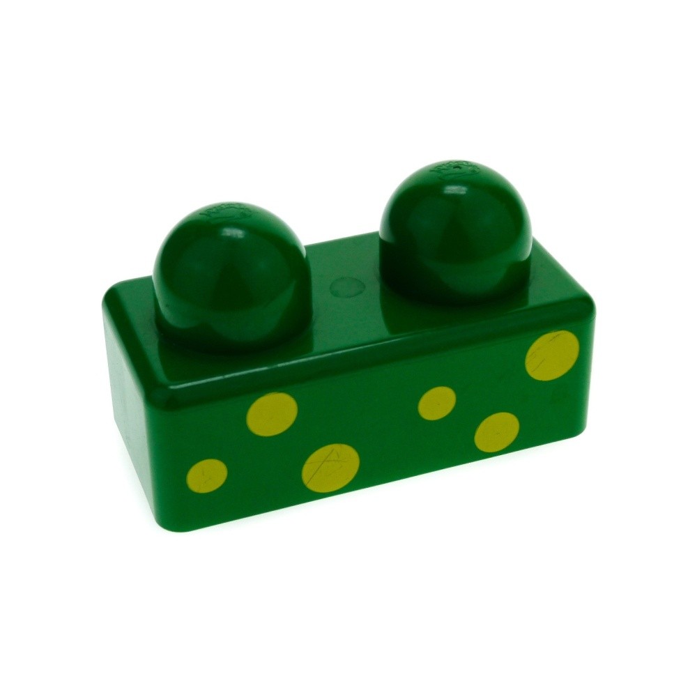 1X Lego Duplo Primo Building Block B-Ware Used 1X2X1 Green Yellow Dots 31001PB01
