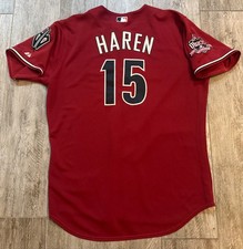 AZ DBACKS MAJESTIC MLB AUTHENTIC RED SEWN DAN HAREN #15 BASEBALL JERSEY-52