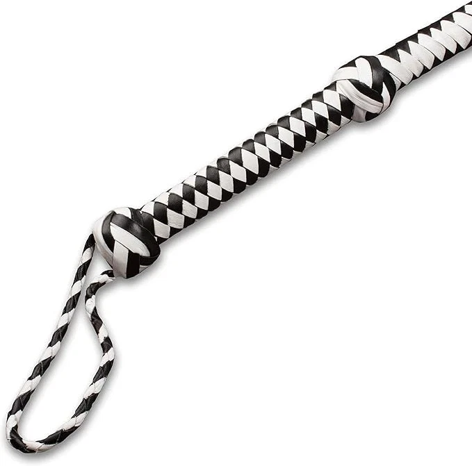 Indiana Jones Cuero Genuino Negro/Blanco 6 Pies, 8 Pies, 10 Pies Bull Whip Foto 3 de 3