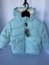 OZARK TRAIL LITTLE GIRLS MINT PUFFER JACKET, SZ 4T, HOODED WITH ZIPPER, NEW