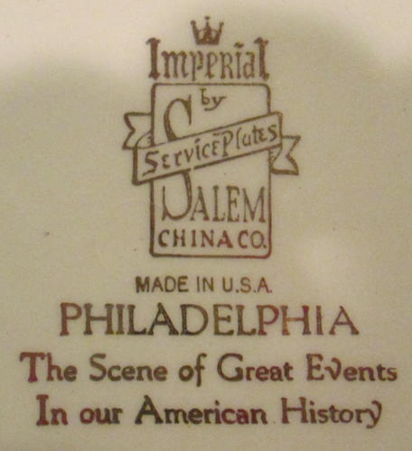 Vintage Imperial Salem China Co. 10 15/16" Wide Philadelphia Great Events Plate - Picture 4 of 4