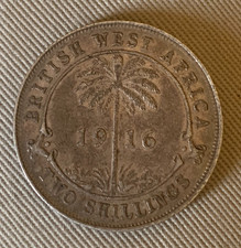 1916 British West Africa Two Shilling Silver Coin High Grade