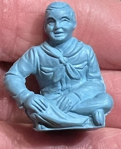 Vintage Marx Boy's Camp Playset Boy Scout sitting on ground-blue-1950's