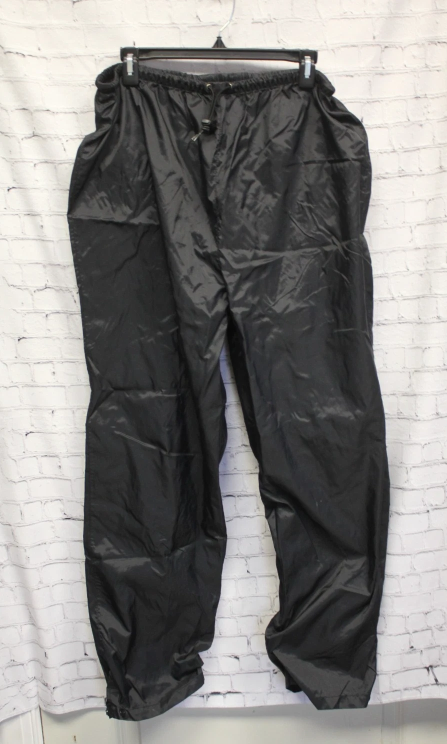 LL Bean Rain Pants Womens Regular Large Black Waterproof Nylon Outdoor Vintage