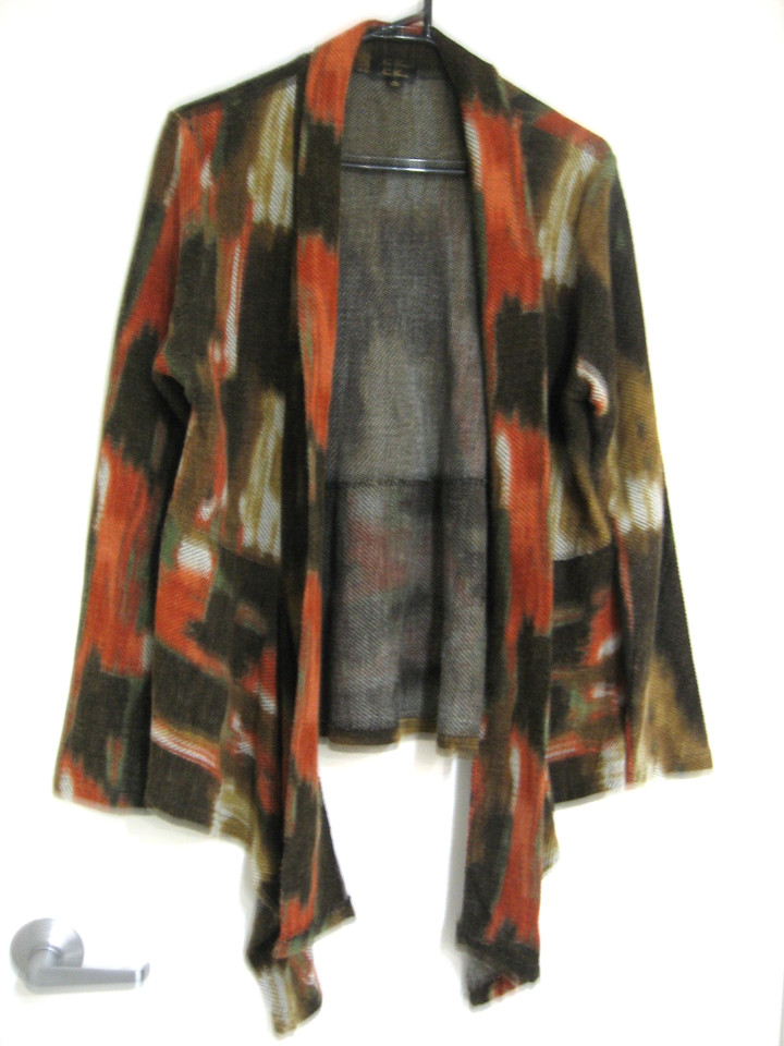 NEW COVER MULTICOLORED LONG SLEEVE OPEN WATERFALL FRONT CARDIGAN SIZE 16