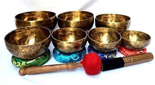 Chakra Healing Tibetan Singing Bowl Set of 7 Hand Hammered Himalayan ...