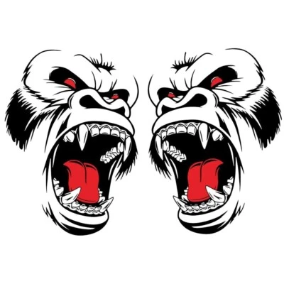Gorilla Roar Decal Vinyl Sticker Face Head Car Zoo Animal Ape Monkey Wild Team e