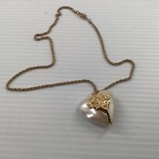 Gold Plated Rose Bouquet attached to Faux MOP - 16" Necklace