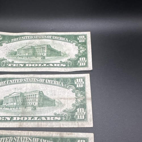 3 Light Green Seal 1934 Series D $10 Ten Dollar Bill - Picture 9 of 10