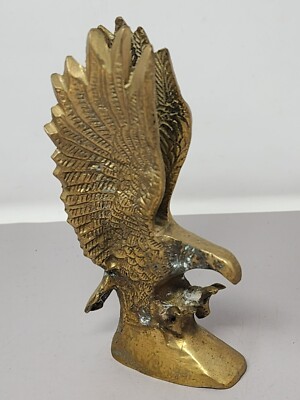 Vintage Antique Finish Brass Eagle Raptor Figurine Sculpture