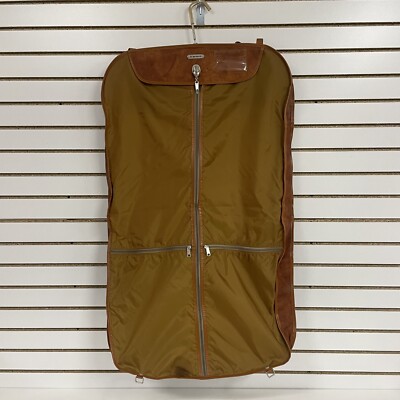 Vintage Samsonite Brown Leather? Hanging Garment Suits/Dress Bag W/ 2 Hangers LN