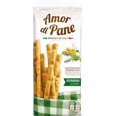 Amor di Pane knusprige Grissini mit Olivenöl und Rosmarin 125g